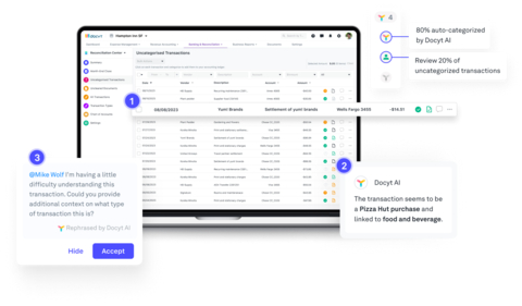 New advanced generative AI features of Docyt AI bring true real-time accounting to SMBs, franchises and accounting firms (Graphic: Business Wire)