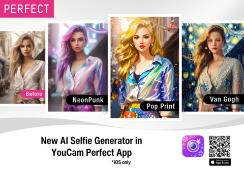 Perfect Corp. Introduces New Feature in YouCam Perfect App, Allowing App Users to Unlock Their Inner Artist with 'AI Selfie' Tool Powered by Generative AI (Graphic: Business Wire)