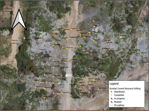 original Figure 1: Map of the East 400 Planned Pit Area Showing Hole Locations Drill holes are spaced at 7.5m intervals, testing gaps areas between the historical drilling and measuring contact between sulfide and oxide mineralization. (Photo: Business Wire)