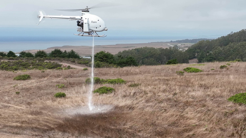 Last fall, Rain equipped a small helicopter with firefighting gear and sensors to demonstrate an end-to-end wildfire mission. Rain technology enables fire agencies to rapidly contain early-stage wildfire ignitions with autonomous helicopters prepositioned in high risk areas. (Photo: Business Wire)