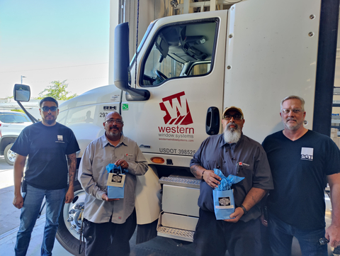 From left to right: Transportation department team members from Western Window Systems, including Mario Torres, Jaime Fernandez, Daniel Fernandez, and Greg Landry (Photo: PGT Innovations)