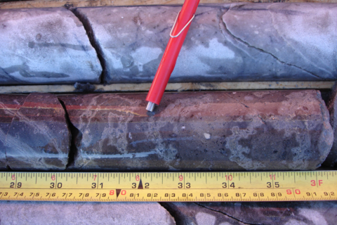 Malmbjerg deposit drill core from hole number 05-17111 intersecting 3 metres of 3.075% MOS2 (Photo: Business Wire)