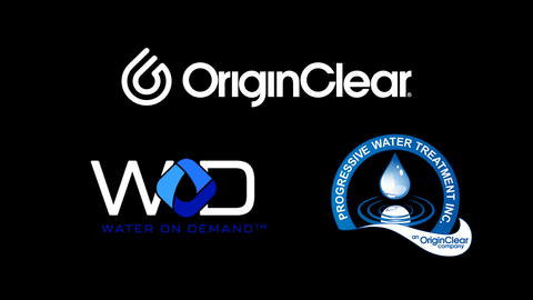 OriginClear Inc. the Clean Water Innovation Hub™, announces that it recently merged its subsidiaries, Water On Demand™ Inc. (WODI) and Progressive Water Treatment Inc. (PWT). The consolidation, which was approved by WODI shareholders, is intended to create better enterprise value for a potential merger opportunity with Fortune Rise Acquisition Corporation. (Graphic: OriginClear)