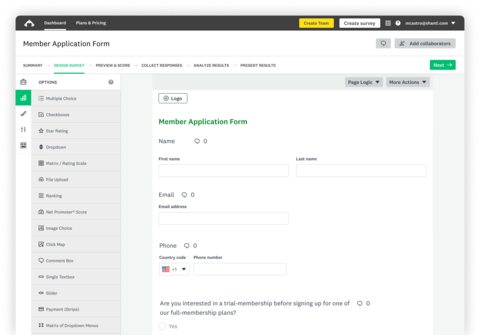 Creating a form in SurveyMonkey is a seamless experience, as illustrated in the intuitive design set up image. (Graphic: Business Wire)