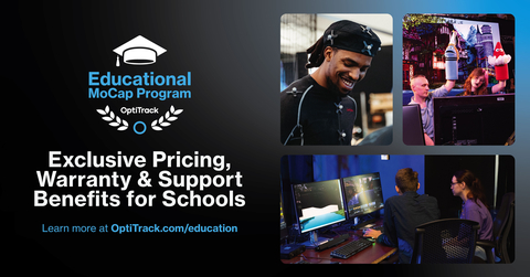 original OptiTrack announces Educational MoCap Program to enhance motion capture (mocap) support for educational institutions (Graphic: Business Wire)