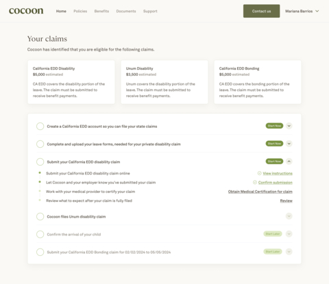 original Cocoon’s latest software makes claims fast and easy, removing stress from the highly complex leave process (Graphic: Cocoon)