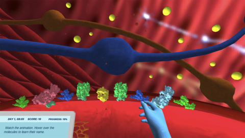 Screenshot from a Labster molecule simulation: The 300-plus browser-based Labster virtual lab simulations in fields such as biology, biochemistry, genetics, biotechnology, chemistry, and physics use gamification techniques demonstrated to boost student enthusiasm and engagement as well as learning outcomes. Over 6 million students in high schools and universities in 100-plus countries have used the interactive Labster edtech science platform to perform immersive, realistic experiments. Source: Labster, https://www.labster.com/