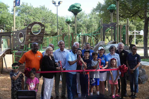 Port Houston was honored to join the grand opening of the Hidalgo Park Playground. This endeavor was part of the Port's $1M contribution to the Houston Parks Board’s 50/50 Park Partners initiative. Port Houston allocated $500,000 for improvements to the park. Congresswoman Sylvia Garcia (white slacks), Houston Mayor Sylvester Turner (center), and Port Commissioners Cheryl Creuzot (far right) and Dean Corgey were also in attendance and participated in the ribbon-cutting ceremony. TX State Rep. Ana Hernandez, Houston City Council Member Robert Gallegos, District I, Houston City Council Member David Robinson, At-Large Position 2, and Harris County Judge Victor Trevino III, Justice of the Peace, Precinct 6, Place 1 were also in attendance and participated in the celebration. (Photo: Business Wire)