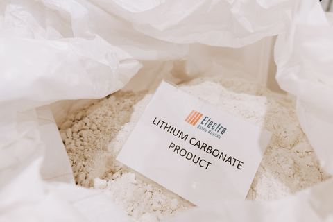 Lithium carbonate produced at Electra's refinery. (Photo: Business Wire)