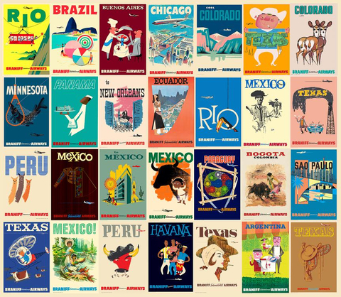 original Braniff International's exciting new Latin America Travel Poster Collection features, in full lithographic color, the golden era of air travel between the America's. (Graphic: Business Wire)