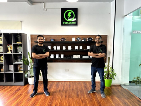 original Bolt.Earth Founders with Bolt.Earth Clusters and Speedometers (Photo: Business Wire)