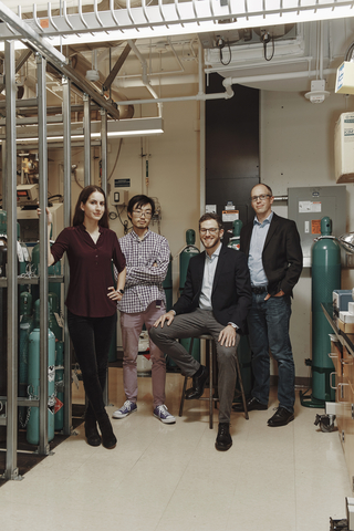 From L to R: Osmoses Co-founders Katherine Mizrahi Rodriguez, PhD (VP, Engineering); Holden Lai, PhD (Chief Technology Officer); Francesco Maria Benedetti, PhD (CEO); and Zachary P. Smith, PhD (Associate Professor, MIT Department of Chemical Engineering). (Photo: Business Wire)