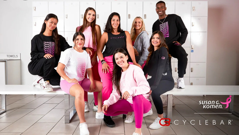 CycleBar is partnering with Susan G. Komen for global CycleGives events in October, raising awareness and funds for research, programs and services in support of individuals diagnosed with breast cancer. (Photo: Business Wire)
