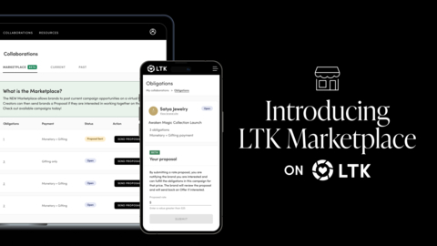 original LTK expands influencer marketing platform with LTK Marketplace, transforming how creators pitch brands. (Graphic: Business Wire)