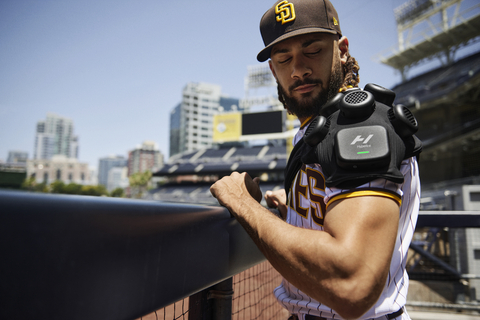 original MLB All-Star Fernando Tatís Jr. with the new Hyperice X Shoulder (Photo: Business Wire)