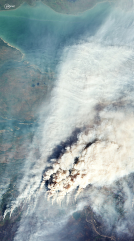 PlanetScope image of wildfires in Hay River, Canada taken August 25, 2023. (Photo: Business Wire)