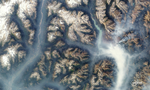 PlanetScope image of wildfire smoke in Revelstoke British Columbia taken August 21, 2023. (Photo: Business Wire)