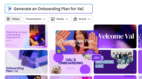 thumbnail Magic Design: Turn a prompt or your own media into captivating and fully designed videos, presentations and more. Speed up the creation process by simply entering your idea, selecting color schemes and watching complete designs come to life ready to be shared or further customized to your liking. (Graphic: Business Wire)