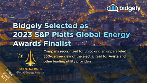 Bidgely has been honored for the third consecutive year as a finalist in the 2023 S&P Platts Global Energy Awards. (Graphic: Business Wire)