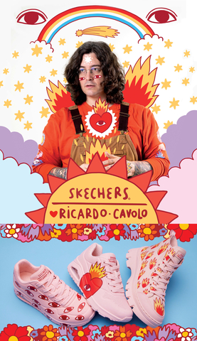 La nueva cápsula de la Serie Visual Artist, Skechers x Ricardo Cavolo, reinventa algunos iconos de la marca con uno de los artistas españoles más influyentes. (Graphic: Business Wire)
