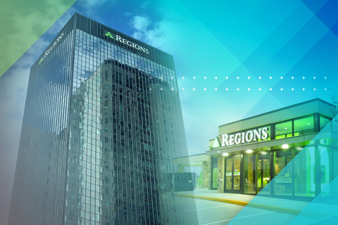 Based in Birmingham, Ala., Regions Bank operates branch locations throughout high-growth markets in the Southeast, Midwest and Texas. (Graphic: Business Wire)