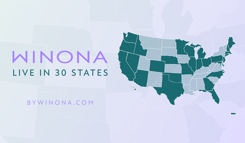Winona is Revolutionizing Women's Health. Our Menopause Telehealth Services Are Now Available in 30 States and Territories Across the US! (Graphic: Business Wire)