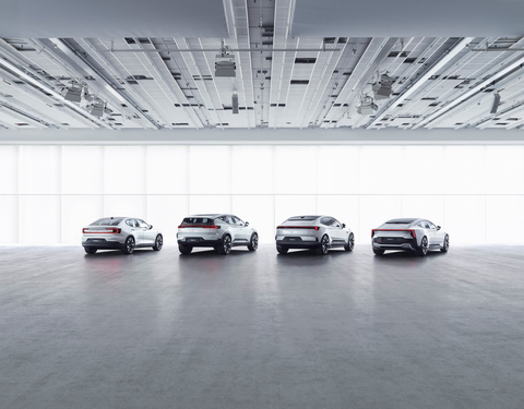 Polestar complete product portfolio to 2024. From left: Polestar 2, Polestar 3, Polestar 4, Polestar 5. (Photo: Polestar)
