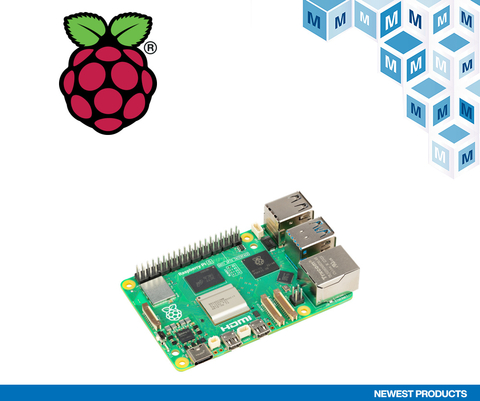 Now available to order from Mouser.com, the Raspberry Pi 5 is a game-changer with a few new tricks up its sleeve. (Graphic: Business Wire)