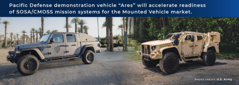 Pacific Defense Ares Vehicle (left) demonstrating SOSA CMOSS mission systems