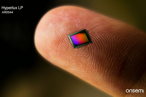 Size of a Hyperlux LP AR0544 image sensor in comparison to the size of a fingertip. (Photo: Business Wire)