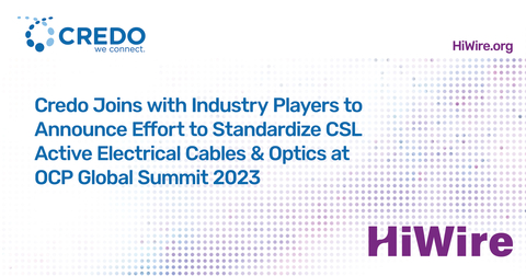 Credo Joins with Industry Players to Announce Effort to Standardize CXL Active Electrical Cables & Optics at OCP Global Summit 2023 (Photo: Business Wire)