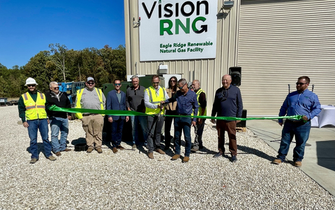 Eagle Ridge Landfill: Vision RNG and Meridian Waste celebrate grand opening with ribbon cutting at the State of Missouri's first LFG to RFG plant. (Photo: Randy Rowe, Vision RNG, Project Manager)