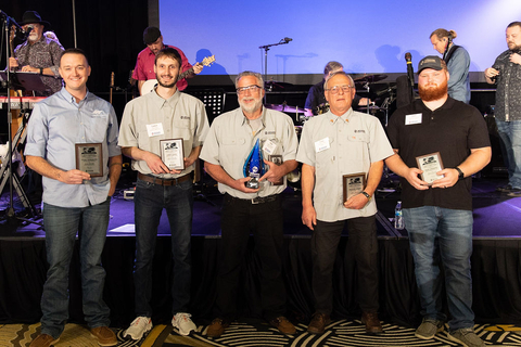 Allison Guild Technician Skills Competition finalists: Tyler Yannacito, Stewart & Stevenson; Lance Geiss, Interstate Power Systems; winner Matt Kagarise, Penn Power; Antoon Vossen, Wajax Power Systems Alex Lindberg, Clarke Power Services. (Photo: Business Wire)