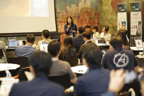 Sharon Chan, head of innovation at JLabs Asia Pacific is giving a speech at MUST Connect 2023 Singapore (Photo: MUST Accelerator)