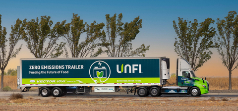 UNFI's new zero-emission refrigerated delivery system on route to customers in the Sacramento, CA market. (Photo: Business Wire)