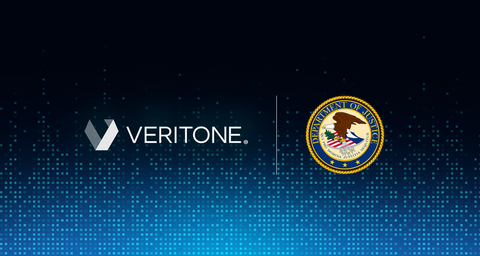 Veritone has been selected by the U.S. Department of Justice (DOJ) for a $15 million Blanket Purchase Agreement, allowing all DOJ agencies to easily purchase Veritone software and services. Veritone will provide AI-powered software and professional services to rapidly transcribe, translate, locate, redact and extract critical evidence during early case assessment. (Graphic: Business Wire)