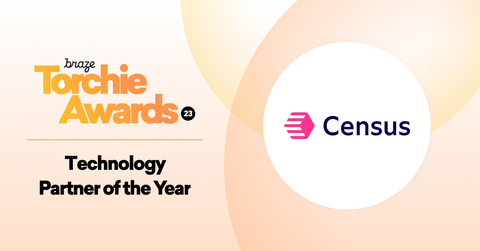 Census receives Braze Torchie Award for Technology Partner of the Year (Graphic: Business Wire)