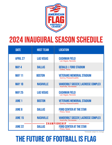 American Flag Football League Unveils Team Venues and Schedule (Graphic: Business Wire)