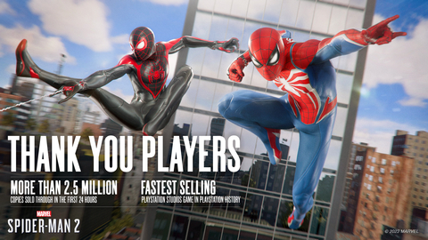Marvel's Spider-Man 2 Breaks Sales Records to Become Fastest-selling PlayStation Studios Game in PlayStation History (Graphic: Sony Interactive Entertainment)