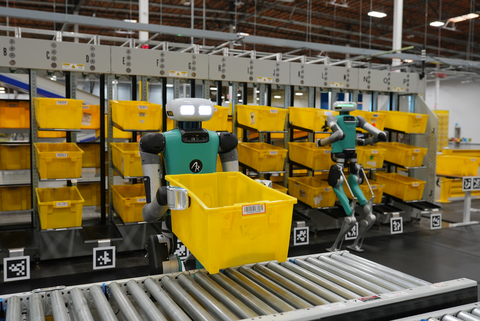 Digit robots by Agility Robotics in Amazon facility. (Photo: Business Wire)