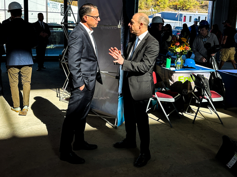Westinghouse President and CEO Patrick Fragman, right, speaks with Governor Josh Shapiro following the event. (Photo: Business Wire)