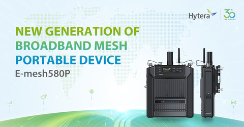 Hytera New-generation of Broadband Mesh Portable Device E-mesh580P (Graphic: Business Wire)
