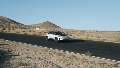 FF 91 2.0 Futurist Alliance Breaks Willow Springs International Raceway Lap Record in Its Class, Previously Held by a Lamborghini Urus, and Faraday Future Delivers New Vehicle to World Champion Race Car Driver Justin Bell. (Photo: Business Wire)