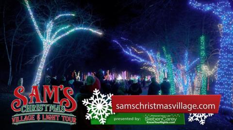 Emphasizing family fun and its commitment to military families, SiebenCarey Personal Injury Law announced this week it will renew its Platinum Sponsorship of Sam’s Christmas Village and Light Tour in Somerset, Wisconsin, for a third holiday season in a row. (Photo: Business Wire)