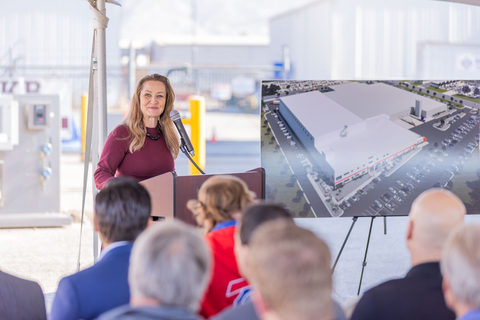 Stephanie Russell, Director of Economic Development for Weber County, Utah, presents at Chromalox Groundbreaking event on 10-24-2023. (Photo: Business Wire)