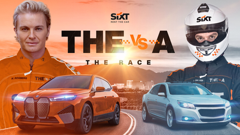 SIXT and 2016 F1 Champion Nico Rosberg Team Up for “THE vs. A” Challenge in Las Vegas. (Graphic: Business Wire)
