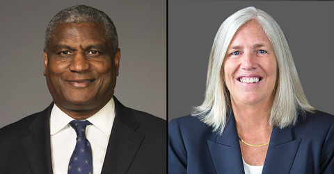Rodney E. Slater, former U.S. secretary of transportation, has been elected Chairman of MITRE's Board of Trustees; Susan M. Gordan, former principal deputy director of national intelligence, has been elected Vice Chairwoman. (Photo: Business Wire)