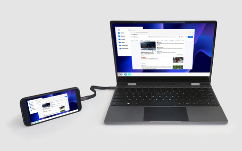NexDock and infiniteX2P app turns iPhone 15 into a Laptop (Photo: Business Wire)