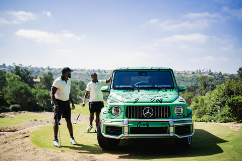 Eastside Golf Founder Olajuwon Ajanaku and Co-Founder Earl Cooper get an up-close look at the wrapped Mercedes-Benz G63 during the Eastside Golf Invitational tournament, in partnership with Mercedes-Benz USA. (Photo Credit: Courtesy of Eastside Golf)