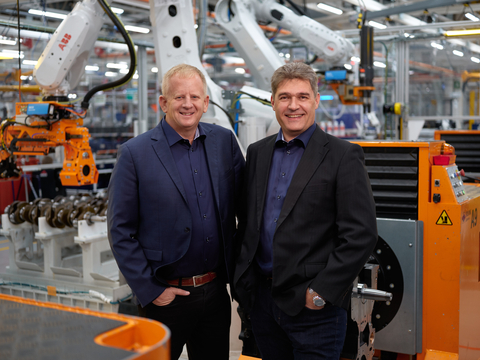 thumbnail AGCO Power that is part of AGCO Corporation unveils a wide range of solutions from alternative fuels to electric systems at the Agritechnica trade fair to be held in Germany in November. In the photo Kelvin Bennett and Kari Aaltonen. (Photo: Business Wire)